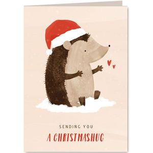 Kerstkaartje sending you a Christmashug met egeltje