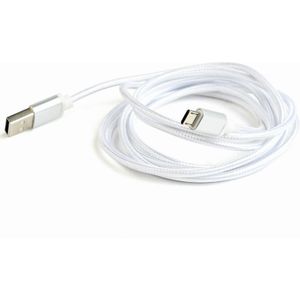 Gembird cotton braided micro USB cable 2.0 AM-MBM5P 1.8M, metal connectors,silve
