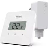 Tech regulator pokojowy draadloze T-2.2, dwustanowy met pomiarem vocht, installatie natynkowy, wit STT-2.2WH