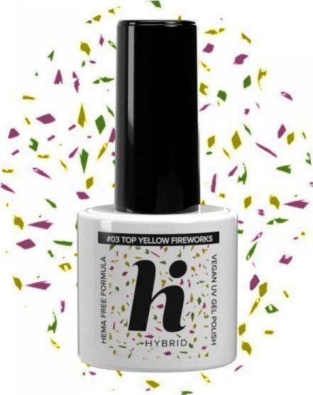 Hi Hybrid HEMA Free Top na lak hybride No Wipe #03 geel Fireworks 5ml