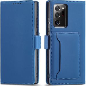 Hurtel Magnet Card Case etui voor Samsung Galaxy S22 Ultra hoes portemonnee na kaarten kaartenę standaard blauw