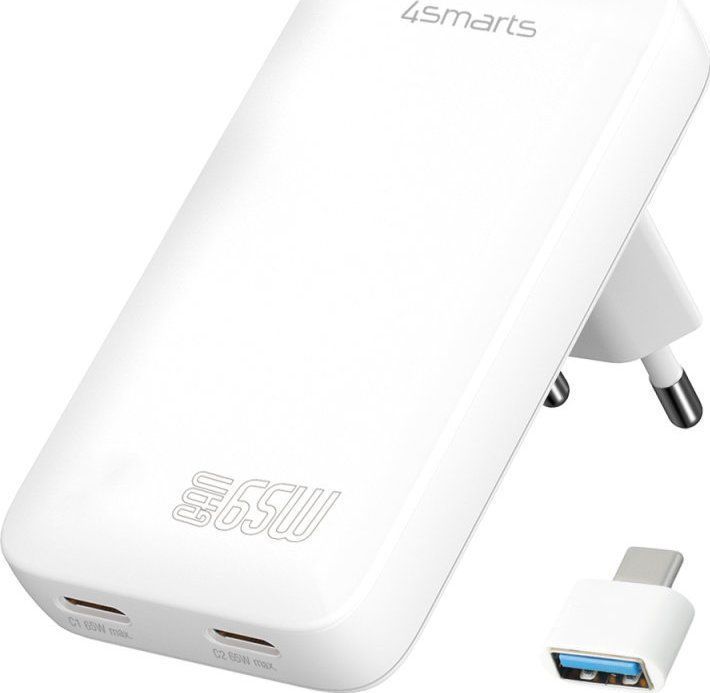 4Smarts Netzladegert FlatPlug Slim Dual 65W GaN 2C. wei