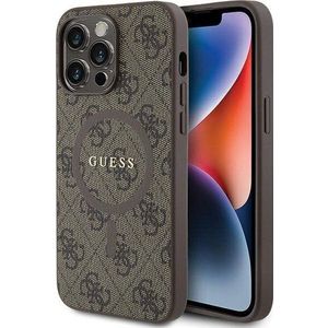 GUESS GUHMP15XG4GFRW iPhone 15 Pro Max 6.7 inch bruin/bruin hardcase 4G collectie Leather Metal Logo MagSafe