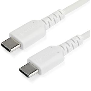 StarTech 2m USB C Lader Kabel, Rugged Fast Charge & Sync USB 2.0 naar USB Type C Laptop Laderkabel met TPE Aramidevezel Mantel, M/M, 60W, Wit, Samsung S10 S20, iPad Pro, MS Surface
