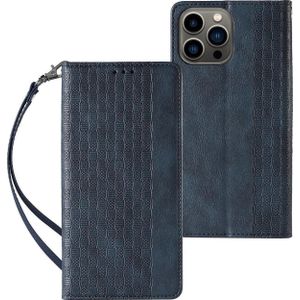 Hurtel Magnet Strap Case etui voor iPhone 12 Pro Max hoes portemonnee + mini riem hanger blauw