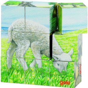 Goki Houten Blokpuzzel Boerderijdieren