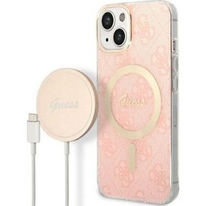 GUESS Set GUBPP14SH4EACSP Case+ Charger iPhone 14 6.1 inch roze/roze hard case 4G Print MagSafe NoSize