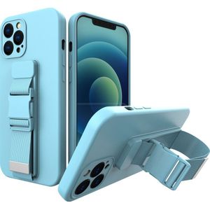 Hurtel Rope case gel etui van riemą łańcuszkiem torebka riem iPhone 12 Pro Max blauw
