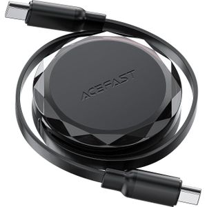 Acefast Kabel przewód USB-C - USB-C zwijany met organisator 60W - zwart Kabel przewód USB-C - USB-C zwijany met organisator 60W - zwart