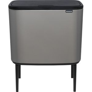 Brabantia Bo Touch Bin Prullenbak - 3 x 11 liter - Afvalscheiding - Mineral Concrete Grey