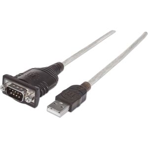 Manhattan 151856 seriële kabel Zilver 0,45 m USB A Serial/COM/RS232/DB9