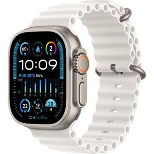 Apple Watch Ultra 2 GPS + Cellular, 49mm Titanium Case met wit Ocean Band