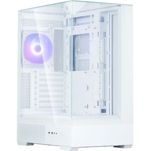 Zalman P40 Prism wit, ATX Mid-Tower PC Case, Three Sided Tempered glass panels, 1x AF120 ARGB fan Pre-Installed at rear, 6-Port RGB LED Hub, Magnetic dust filter met frame at the bottom, Supports up to 360mm Radiator, I/O Ports USB 3.1 Gen2 Type-C x 1