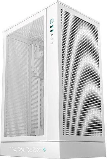 DeepCool CH270 digitaal WH Micro-ATX Mini Tower PC Case, High Airflow Mesh Panels, digitaal Vertical Base, Full-Sized Air Cooler Support, Direct Insert GPU Capable, Support 360AIO, wit