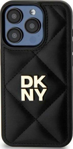 DKNY DKHCP15SPQDSLK iPhone 15 6.1 inch zwart/zwart Quilted Stack Logo