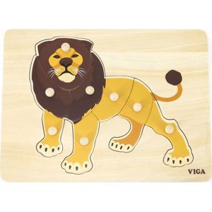 Viga Toys VIGA houten puzzel Montessori leeuw met Pinezkami