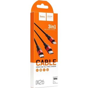 Hoco Kabel USB USB-A - Lightning 1 m zwart-rood (6957531080282)