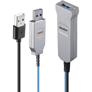 Lindy 43346 USB-kabel USB 3.2 Gen 1 (3.1 Gen 1) 100 m USB A 2 x USB A Blauw, Zilver