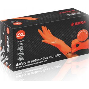 handschoenen nitrylowe bezpudrowe EMKA 7.0, 90 stuks, maat XXL, pomarańczowe