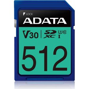 ADATA 512GB Premier Pro SDXC UHS-en U3 Class 10 (V30S), R/W up to 100/80 MB/s