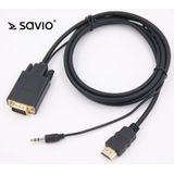 Savio CL-104 HDMI - VGA Cable met audio 1,8 m