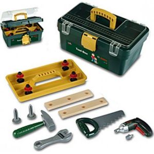 Klein gereedschapskoffer met accuschroevendraaier 9-delig - Speelgoed