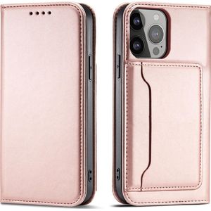 Hurtel Magnet Card Case etui Samsung Galaxy S23 Ultra hoes met klapką portemonnee standaard roze