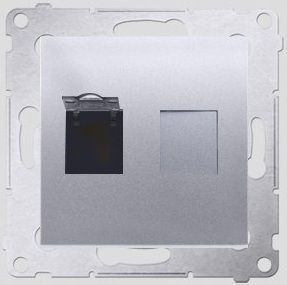 Kontakt-Simon SIMON54 computer sockets single RJ45 cat.6 met zilver aperture - D61.01/43