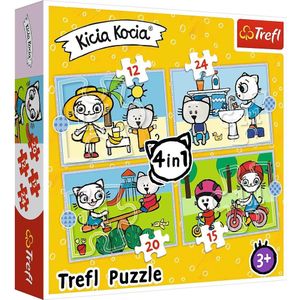 Trefl Puzzles 4in1 Day Kicia kat
