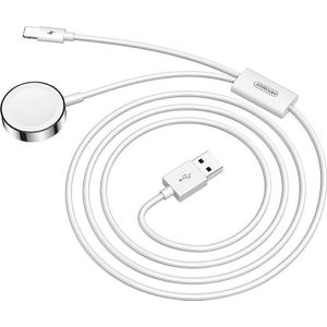 Joyroom oplader 2 in 1 draadloos oplader Qi voor Apple Watch / Kabel Usb - Lightning 1,5 M wit (S-Iw002S)
