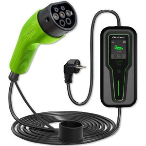 Qoltec mobiel charger voor EV 2in1 type2 3.5kW LCD