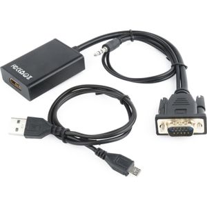 Gembird VGA naar HDMI adapterkabel met audio, 0,15 m, *HDMIF, *VGAM, *USBAM