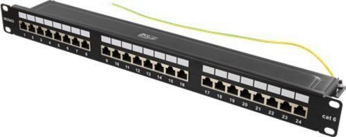 Deltaco imp STP komutacinė paneelė, 24xRJ45, Cat6, 10Gbps, Krone gnybtais, 1U, 19  inch, metalinis, juodas / PAN-201