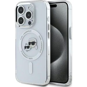 Karl Lagerfeld KLHMP15XHLSKCH iPhone 15 Pro Max 6.7 inch wit/wit hardcase IML Metal Karl&Choupette Head MagSafe
