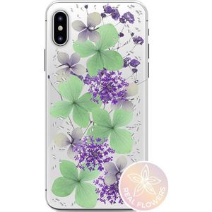 PURO Glam Hippie Chic Cover - Etui iPhone XR (echte vlokken bloem zielone)