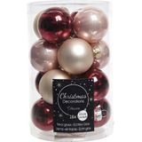 Kaemingk Kerstbal Glas Rood-Roze Mix Dia3.5Cm Assortie