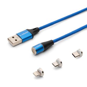 Savio CL-157 USB-kabel 2 m USB 2.0 USB C Micro USB A/Lightning Blauw