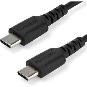 StarTech 2m USB C Lader Kabel, Rugged Fast Charge & Sync USB 2.0 naar USB Type C Laptop Laderkabel met TPE Aramidevezel Mantel, M/M, 60W, Zwart, Samsung S10 S20, iPad Pro, MS Surface