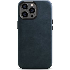 iCarer Oil Wax Premium Leather Case skórzane etui iPhone 14 Pro Max magnetisch met MagSafe ciemnoniebieski (WMI14220704-BU)