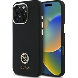 GUESS GUHCP16LM4DGPK iPhone 16 Pro 6.3 inch zwart/zwart hardcase Silicone Logo Strass 4G