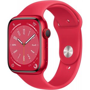 Apple Watch Series 8 GPS + Cellular 45mm (PRODUCT)rood Aluminium Case met (PRODUCT)rood Sport Band - Regular