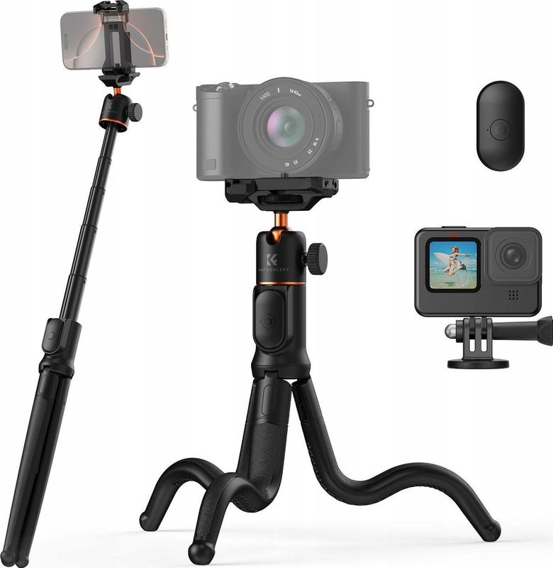 K&F Concept Giętki statief Elastyczny kop Kijek Selfie Aparat camera telefoon + Pilot / KF09.152