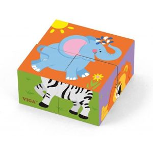 Viga Toys blokkenpuzzel wilde dieren 4 stukken