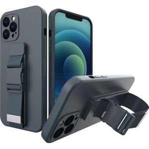 Hurtel Rope case gel etui van riemą łańcuszkiem torebka riem iPhone 13 mini marineblauw