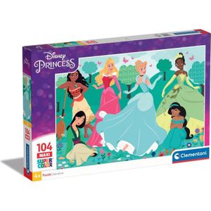 Disney Prinses Maxi Puzzel (104st) - Viana, Doornroosje, Assepoester, Tiana, Mulan en Jasmine