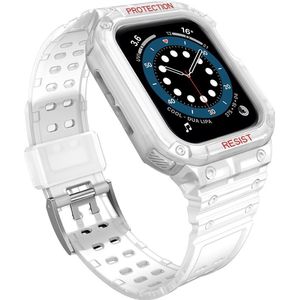 Hurtel Protect Strap Band band met etui voor Watch 7 / 6 / 5 / 4 / 3 / 2 / SE (45 / 44 / 42mm) behuizing gepantserd hoes voor horloge wit
