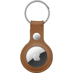 Crong Leather Case met Key Ring Leather Keyboard to Apple AirTag (bruin)