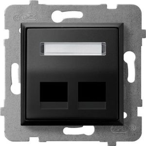 Ospel ARIA behuizing stopcontacten podwójnego type Keystone skośna zwart metalik GPK-2US/p/33