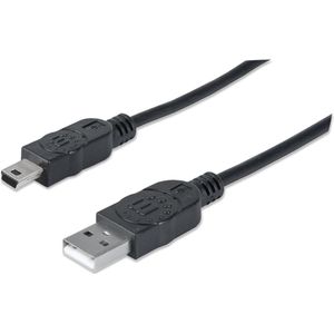 Manhattan 333375 USB-kabel USB 2.0 1,8 m USB A Mini-USB B Zwart