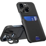 Hurtel Leather Stand Case etui voor iPhone 14 Plus hoes portemonnee na kaartenę met podstawką zwart